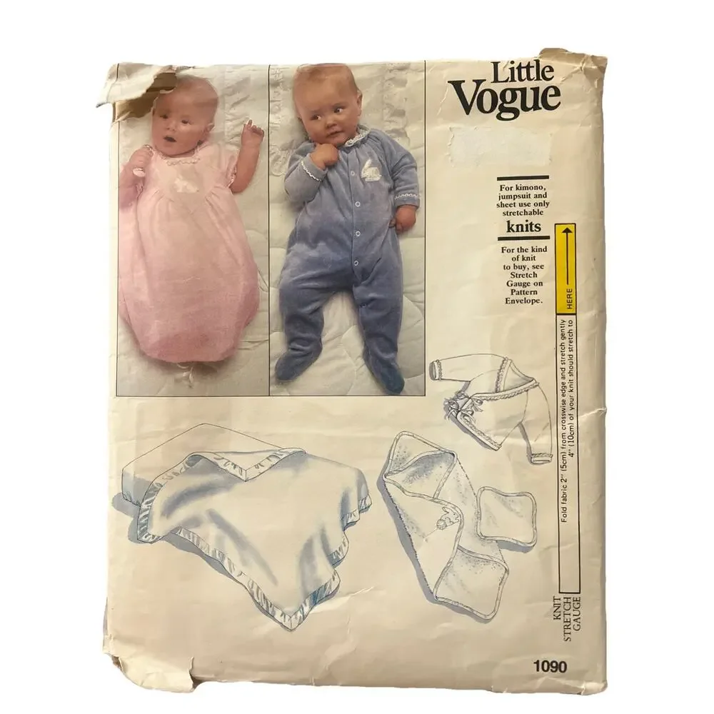 HTF Vogue Sewing Pattern 1090 Baby Infant Christening Layette Jumpsuit Sleeper